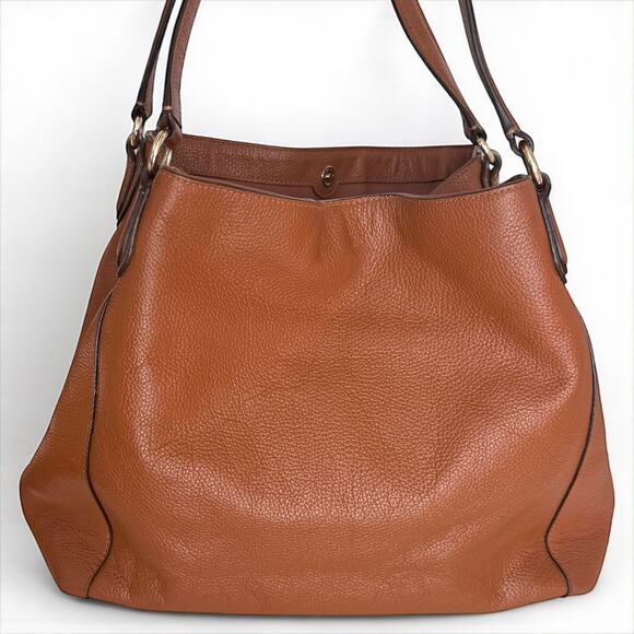 COACH 36464 Edie Saddle Tan Brown Pebble Leather Shoulder Bag Slouchy - Picture 4 of 10
